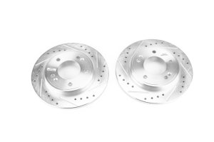 Hyundai Ioniq Brake Rotors (2) - Rear - PowerStop - Evolution Drilled & Slotted - Silver - `17-`19