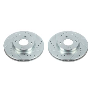 Nissan Kicks Brake Rotors (2) - Front - PowerStop - Evolution Drilled & Slotted - Silver - `18-`19