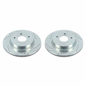 Nissan Leaf Brake Rotors (2) - Rear - PowerStop - Evolution Drilled & Slotted - Silver - `18-`19
