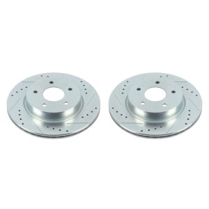 Nissan Leaf Brake Rotors (2) - Rear - PowerStop - Evolution Drilled & Slotted - Silver - `18-`19