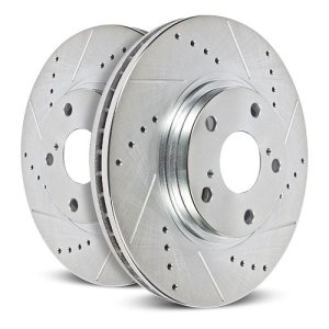 Subaru Ascent Brake Rotor (2) - Rear - PowerStop - Evolution Drilled & Slotted - Silver - `19-`20