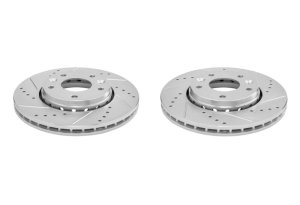 Nissan Kicks Brake Rotors (2) - Front - PowerStop - Drilled & Slotted Rotors - Silver - `21-`23