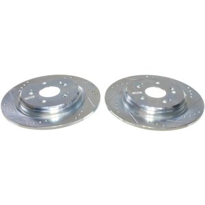 Acura RDX Brake Rotors (2) - Rear - PowerStop - Drilled & Slotted Zinc Plated - Silver - `19-`24