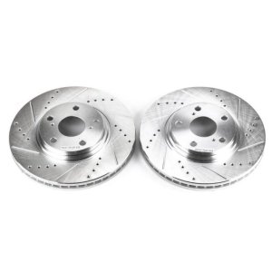 Lexus ES300 Brake Rotors (2) - Front - PowerStop - Evolution Drilled & Slotted - Silver - 2003