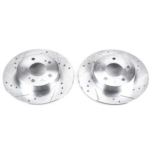 Infiniti I30 Brake Rotors (2) - Rear - PowerStop - Evolution Drilled & Slotted - Silver - `96-`01
