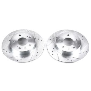 Infiniti I30 Brake Rotors (2) - Rear - PowerStop - Evolution Drilled & Slotted - Silver - `96-`01