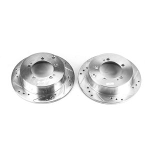 Mitsubishi Galant Brake Rotor (2) - Rear - PowerStop - Evolution Drilled & Slotted - Silver - `99-`03