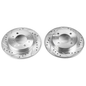 Hyundai Elantra Brake Rotors (2) - Rear - PowerStop - Evolution Drilled & Slotted - Silver - `97-`06
