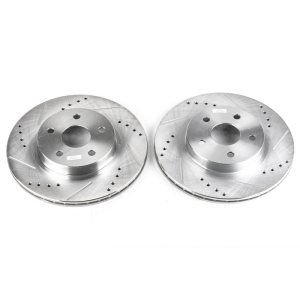 Toyota RAV4 Brake Rotors (2) - Front - PowerStop - Evolution Drilled & Slotted - Silver - `96-`00