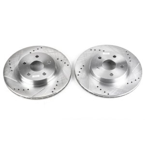 Toyota RAV4 Brake Rotors (2) - Front - PowerStop - Evolution Drilled & Slotted - Silver - `96-`00