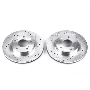 Infiniti I30 Brake Rotors (2) - Front - PowerStop - Evolution Drilled & Slotted - Silver - `00-`01