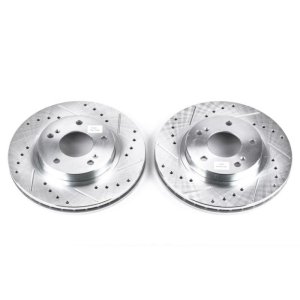 Infiniti I30 Brake Rotors (2) - Front - PowerStop - Evolution Drilled & Slotted - Silver - `00-`01