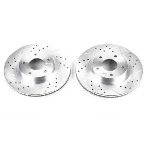 Infiniti I35 Brake Rotors (2) - Front - PowerStop - Evolution Drilled & Slotted - Silver - `02-`04