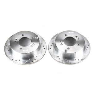 Hyundai Sonata Brake Rotors (2) - Rear - PowerStop - Evolution Drilled & Slotted - Silver - `06-`10