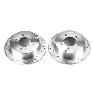 Hyundai Sonata Brake Rotors (2) - Rear - PowerStop - Evolution Drilled & Slotted - Silver - `06-`10