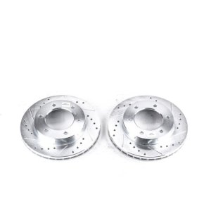 Honda Passport Brake Rotors (2) - Front - PowerStop - Evolution Drilled & Slotted - Silver - 2002