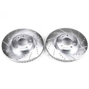 Mazda RX-8 Brake Rotors (2) - Front - PowerStop - Evolution Drilled & Slotted - Silver - `04-`08