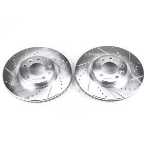 Mazda RX-8 Brake Rotors (2) - Front - PowerStop - Evolution Drilled & Slotted - Silver - `04-`08