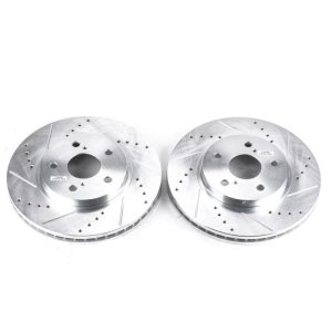 Lexus ES300 Brake Rotors (2) - Front - PowerStop - Evolution Drilled & Slotted - Silver - 2002