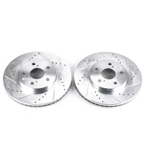 Lexus ES300 Brake Rotors (2) - Front - PowerStop - Evolution Drilled & Slotted - Silver - 2002