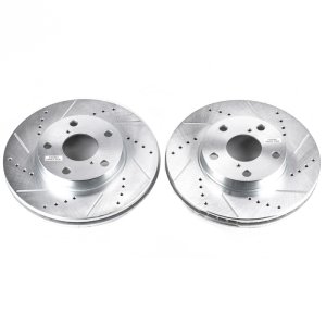 Toyota RAV4 Brake Rotors (2) - Front - PowerStop - Evolution Drilled & Slotted Rotors - Silver - `01-`05