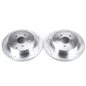 Infiniti FX35 Brake Rotors (2) - Rear - PowerStop - Evolution Drilled & Slotted - Silver - `03-`12
