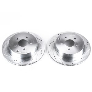 Infiniti FX35 Brake Rotors (2) - Rear - PowerStop - Evolution Drilled & Slotted - Silver - `03-`12
