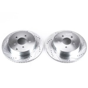 Infiniti FX35 Brake Rotors (2) - Rear - PowerStop - Evolution Drilled & Slotted - Silver - `03-`12
