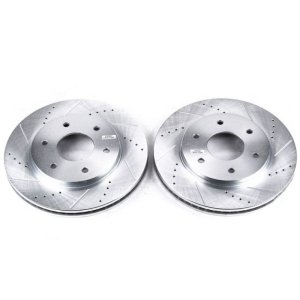 Infiniti QX56 Brake Rotors (2) - Front - PowerStop - Evolution Drilled & Slotted - Silver - `04-`05