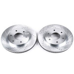 Infiniti QX56 Brake Rotors (2) - Front - PowerStop - Evolution Drilled & Slotted - Silver - `04-`05