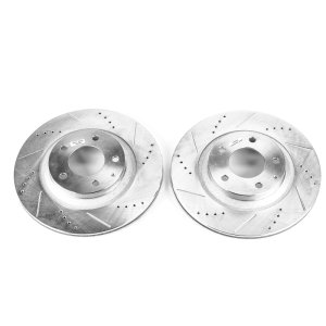Mazda RX-8 Brake Rotors (2) - Rear - PowerStop - Evolution Drilled & Slotted - Silver - `04-`11