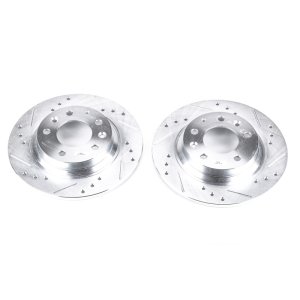 Ford Fusion Brake Rotors (2) - Rear - PowerStop - Evolution Drilled & Slotted - Silver - `06-`12
