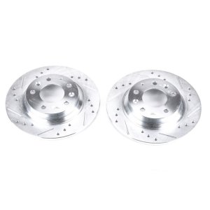 Ford Fusion Brake Rotors (2) - Rear - PowerStop - Evolution Drilled & Slotted - Silver - `06-`12