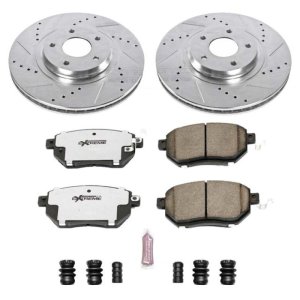 Infiniti FX35 Brake Kit - Front - PowerStop - Drilled & Slotted Rotors + Carbon-Fiber Ceramic Pads - `03-`05