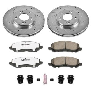 Mitsubishi Eclipse Brake Kit - Front - PowerStop - Drilled & Slotted Rotors + Carbon-Fiber Ceramic Pads - `06-`12