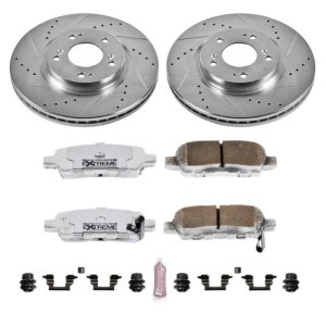 Nissan Altima Brake Kit - Rear - PowerStop - Drilled & Slotted Rotors + Carbon-Fiber Ceramic Pads - `02-`06