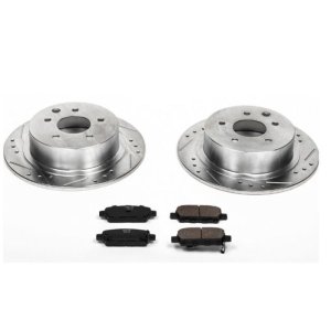 Nissan Altima Brake Kit - Rear - PowerStop - Drilled & Slotted Rotors + Carbon-Fiber Ceramic Pads - `02-`06