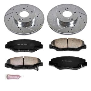 Acura ILX Brake Kit - Front - PowerStop - Drilled & Slotted Rotors + Carbon-Fiber Ceramic Pads - `14-`15