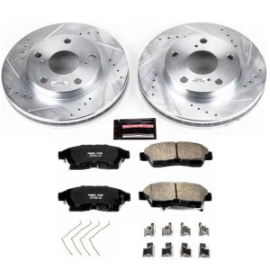 Toyota Camry Brake Kit - Front - PowerStop - Drilled & Slotted Rotors + Carbon-Fiber Ceramic Pads - `92-`01