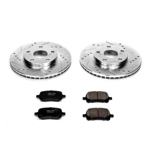 Lexus ES300 Brake Kit - Front - PowerStop - Drilled & Slotted Rotors + Carbon-Fiber Ceramic Pads - `97-`01