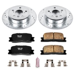 Toyota Highlander Brake Kit - Rear - PowerStop - Drilled & Slotted Rotors + Carbon-Fiber Ceramic Pads - `01-`03