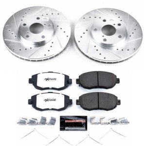 Lexus GS300 Brake Kit - Front - PowerStop - Z26 Street Warrior + Drilled & Slotted Rotors + Carbon-Fiber Ceramic Pads - `93-`05