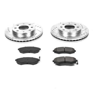 Hyundai Elantra Brake Kit - Front - PowerStop - Z23 Evolution Sport, Drilled & Slotted Rotors + Carbon-Fiber Ceramic Pads - `98-`01