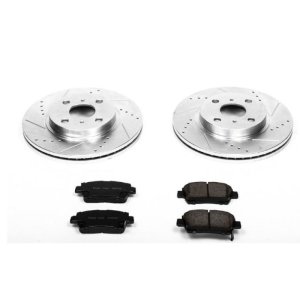 Scion xA Brake Kit - Front - PowerStop - Drilled & Slotted Rotors + Carbon-Fiber Ceramic Pads - `04-`06