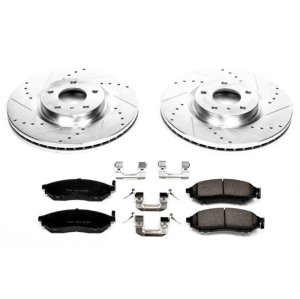 INFINITI QX70 Brake Kit - Front - PowerStop - Drilled & Slotted Rotors + Carbon-Fiber Ceramic Pads - `14-`17