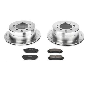 Lexus LX470 Brake Kit - Rear - PowerStop - Drilled & Slotted Rotors + Carbon-Fiber Ceramic Pads + Hardware - `98-`07