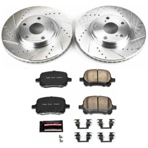 Lexus RX300 Brake Kit - Front - PowerStop - Drilled & Slotted Rotors + Carbon-Fiber Ceramic Pads - `99-`01