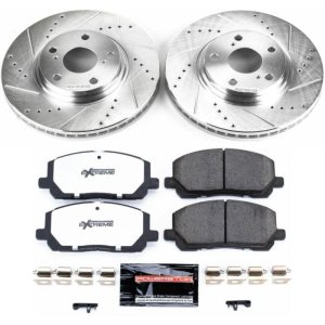 Toyota Highlander Brake Kit - Front - PowerStop - Z36 Truck & Tow, Drilled & Slotted Rotors + Carbon-Fiber Ceramic Pads - `01-`07