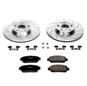 Lexus ES330 Brake Kit - Front - PowerStop - Drilled & Slotted Rotors + Carbon-Fiber Ceramic Pads - `04-`06