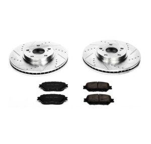 Toyota Camry Brake Kit - Front - PowerStop - Drilled & Slotted Rotors + Carbon-Fiber Ceramic Pads - `02-`04